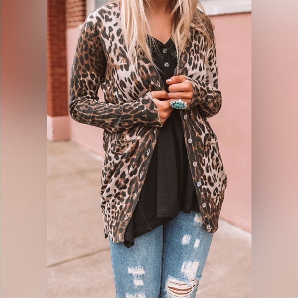 Ellison Leopard Button Cardigan - Picture 2 of 8